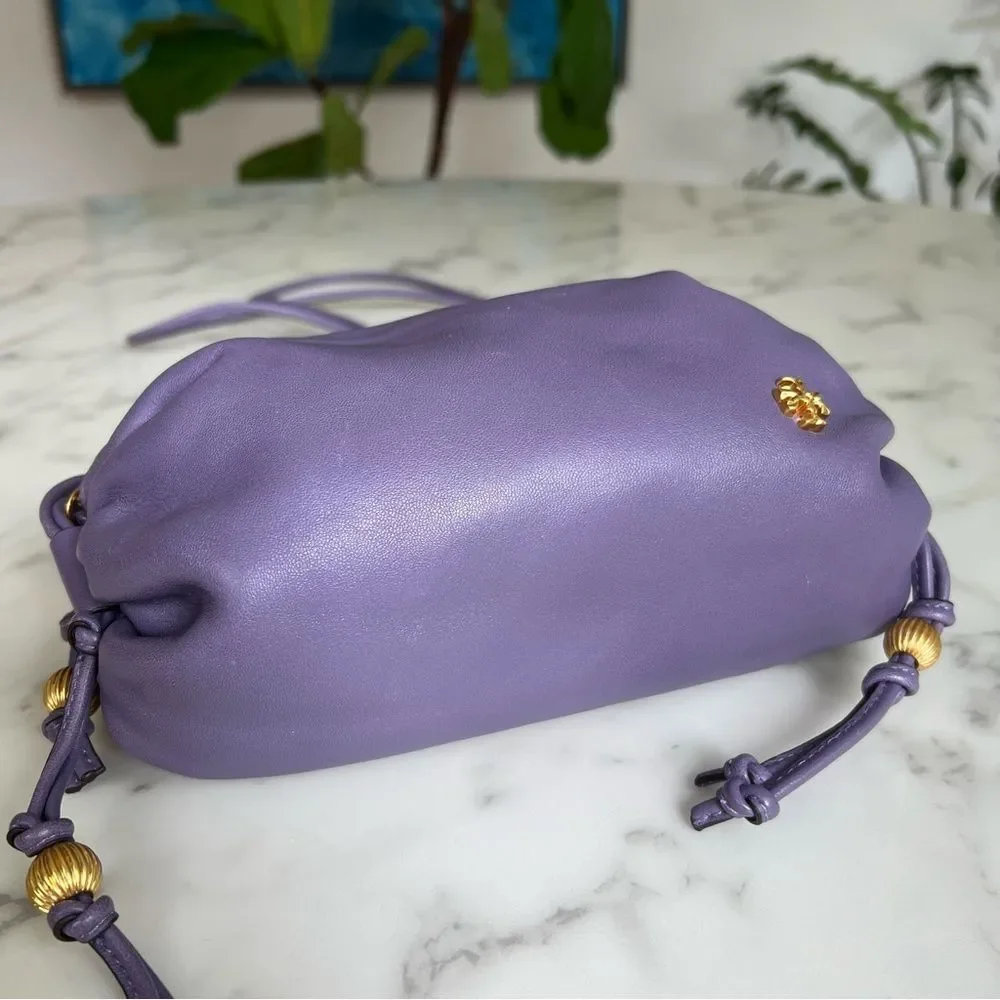 Tory Burch Beaded Strap Soft Mini Crossbody Bag in Purple Cosmos Leather